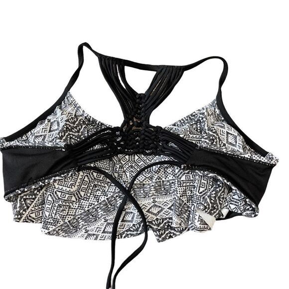 Arizona Jean Co. Black & White Aztec Print Flutter Strings Racer Back Size Large - Picture 7 of 11